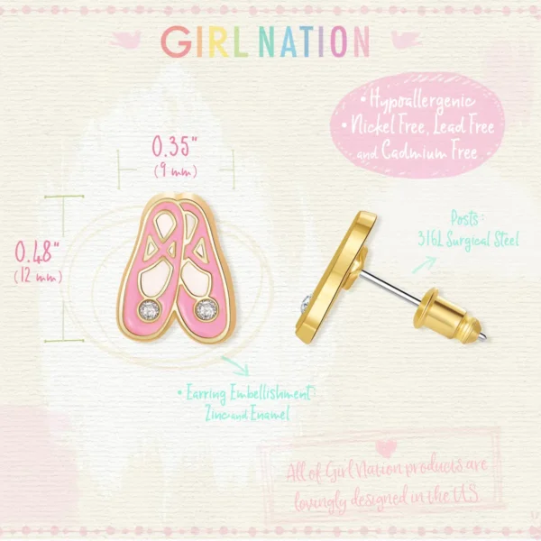 Girl Nation Ballet Slippers Cutie Stud Earrings - Image 2