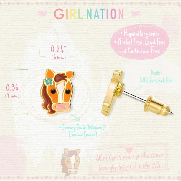 Girl Nation Pretty Pony Cutie Stud Earrings - Image 3