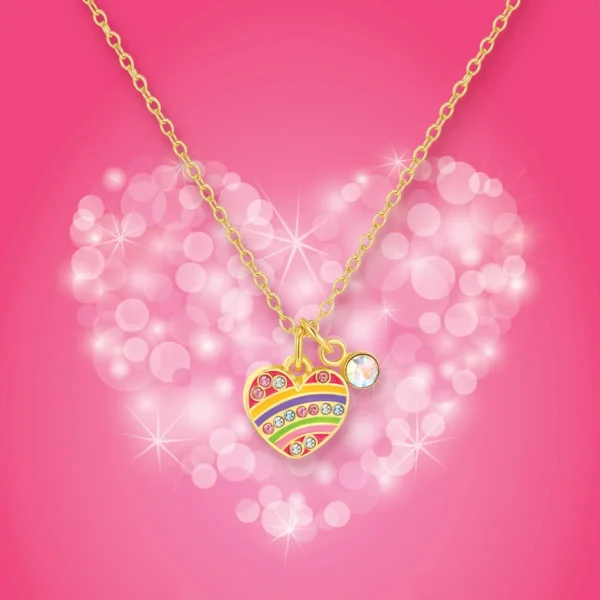 Girl Nation Petite Necklace- Crystal Rainbow Heart - Image 3