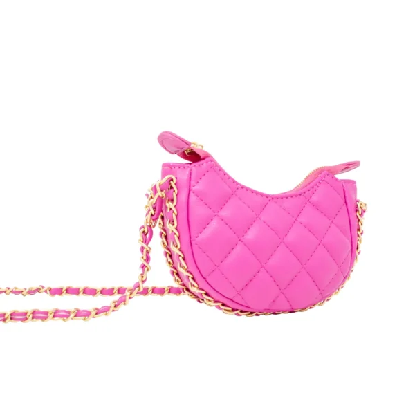 Zomi Gems Girls Tiny Quilted Chain Wrapped Hobo Bag: Hot Pink - Image 4