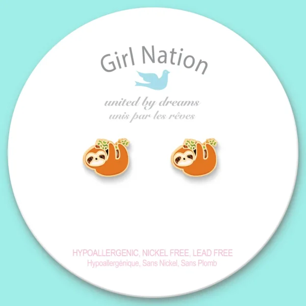 Girl Nation Playful Sloth Cutie Stud Earrings - Image 3