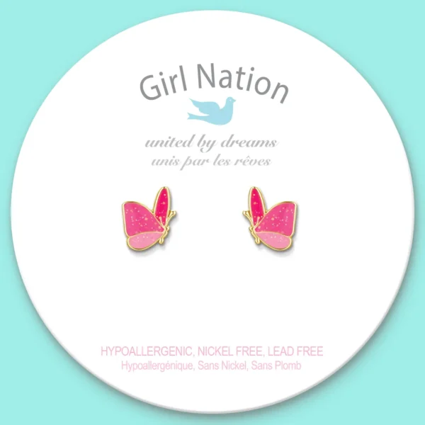 Girl Nation Glitter Butterfly Cutie Stud Earrings - Image 4