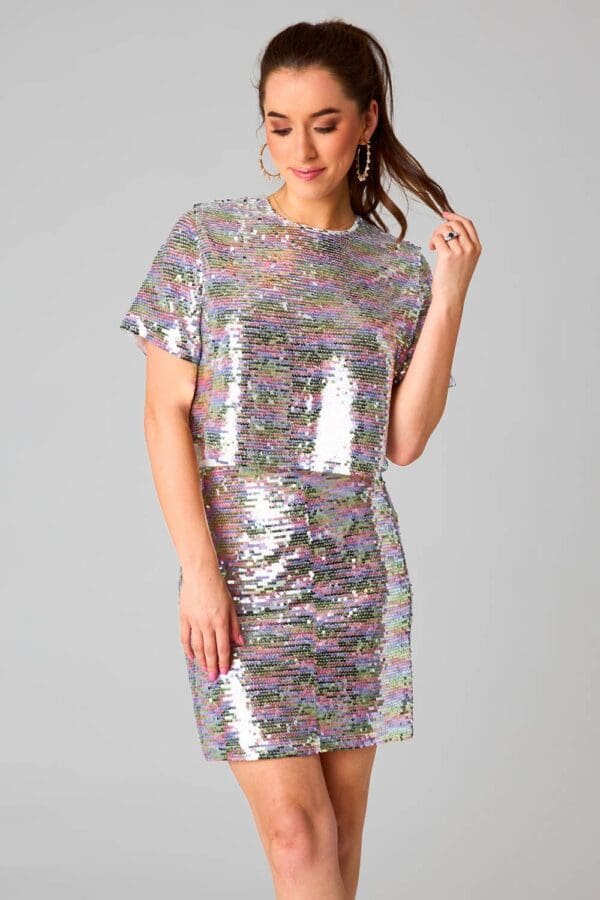 Spicy Breakfast Club Sequin Top And Skirt Set