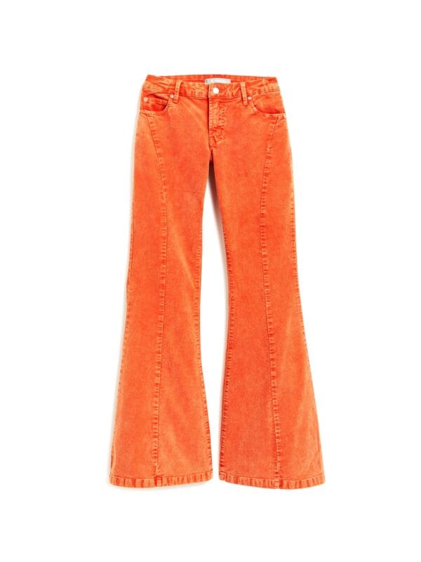 High rise acid wash color flare: orange- Tractr Girls