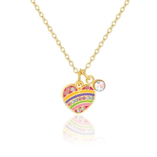 Girl Nation Petite Necklace- Crystal Rainbow Heart