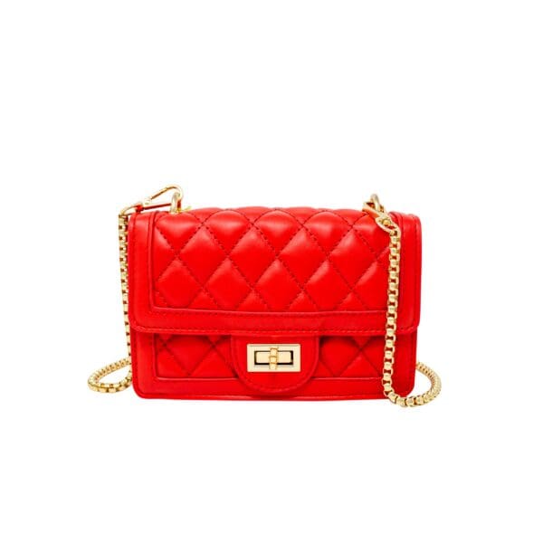 Zomi Gems Quilted Large Flap Handbag: Red