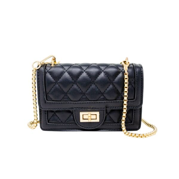 Zomi Gems Quilted Large Flap Handbag: Black