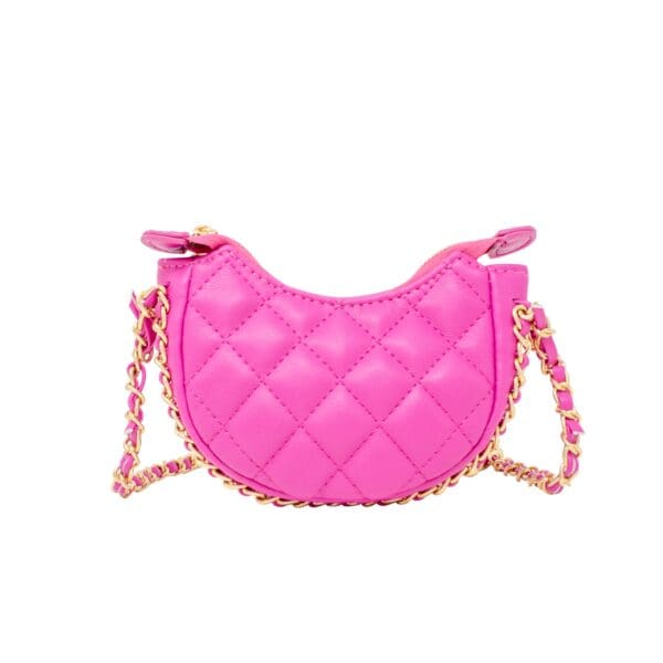 Zomi Gems Girls Tiny Quilted Chain Wrapped Hobo Bag: Hot Pink