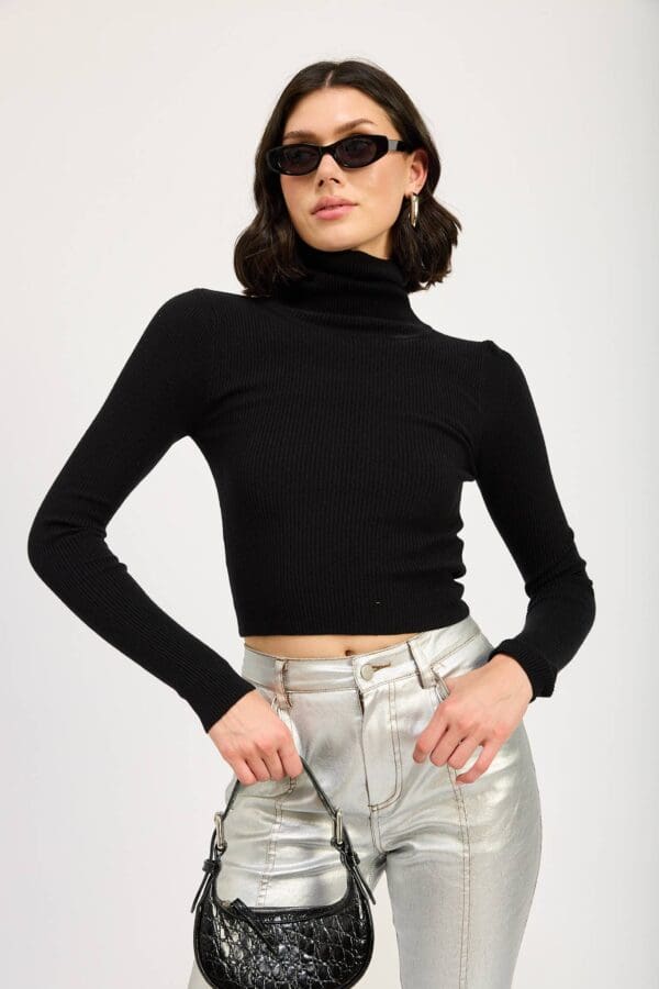 Emory Park TURTLE L NECK LONG SLEEVE: BLACK