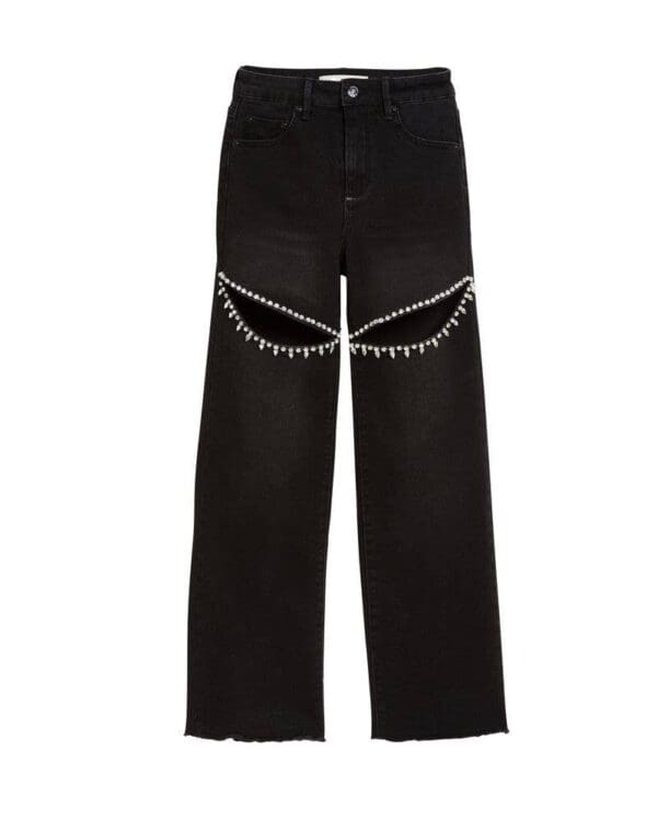 Crystal Slit Straight: Black Wash-         Tractr Girls