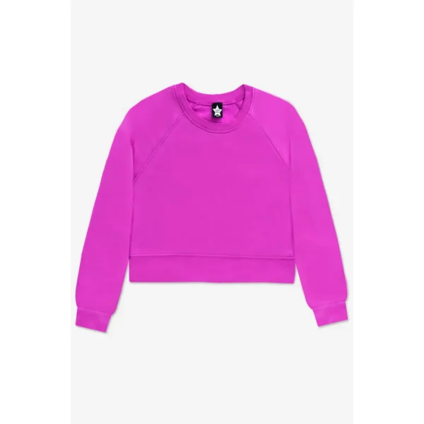 Long Sleeve Terry Crew Sweatshirt Neon Magenta - Image 2