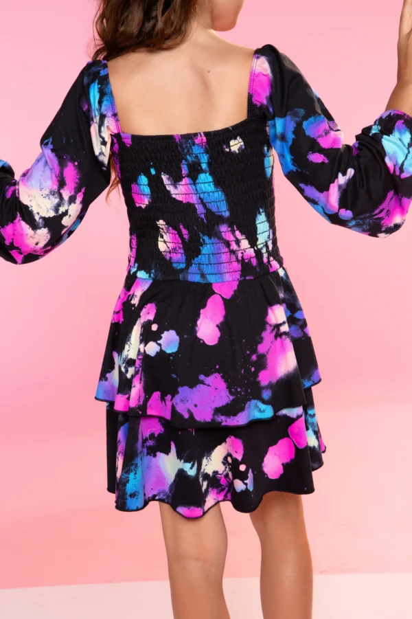 Very Soft Long Sleeve Smocked Ruffle Skirt Dress - Image 4