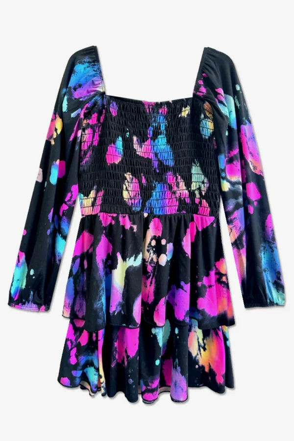Very Soft Long Sleeve Smocked Ruffle Skirt Dress - Image 3