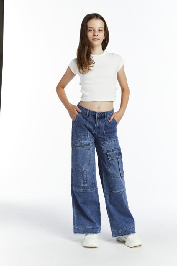 UTILITY CARGO: MEDIUM INDIGO Tractr Jeans - Image 3