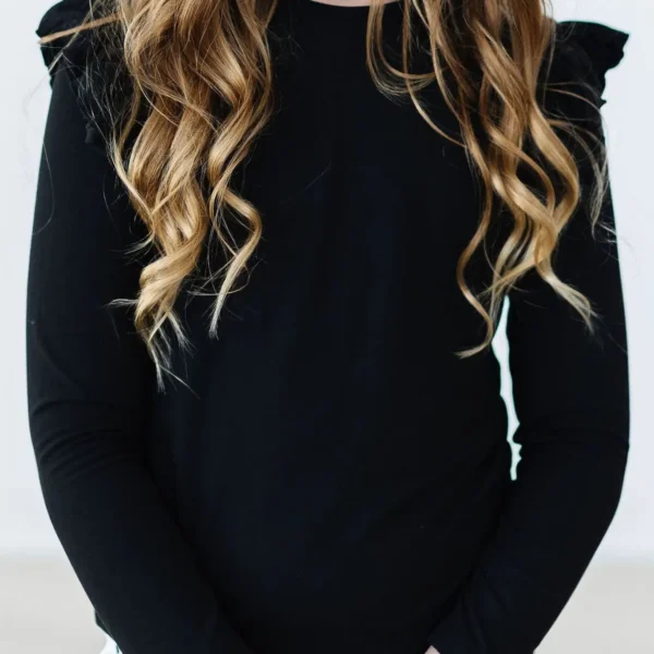 Mila & Rose Black L/S Ruffle Tee: 5/6 - Image 2