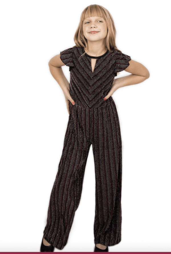 Emerald Sundae- glitter stripe jumpsuit girls