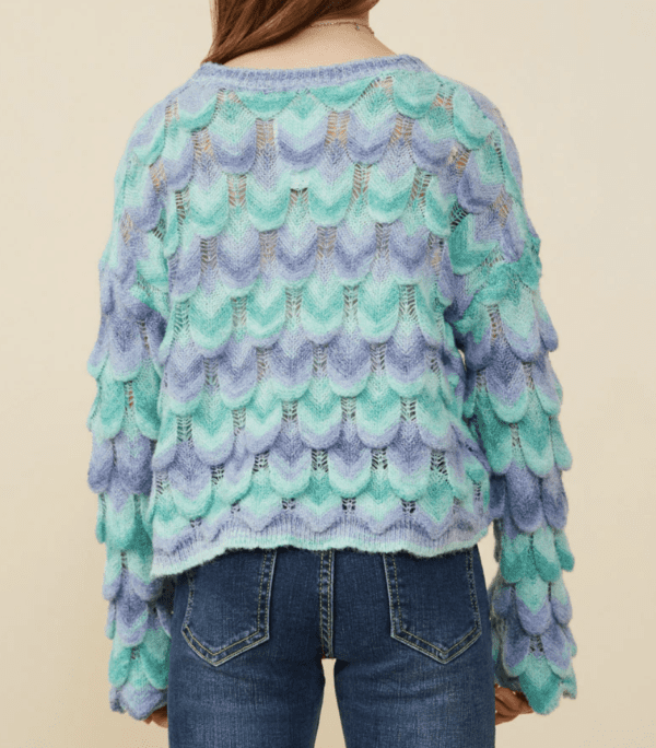 Jewel Detailed Scale Knit Pullover Sweater - Image 4