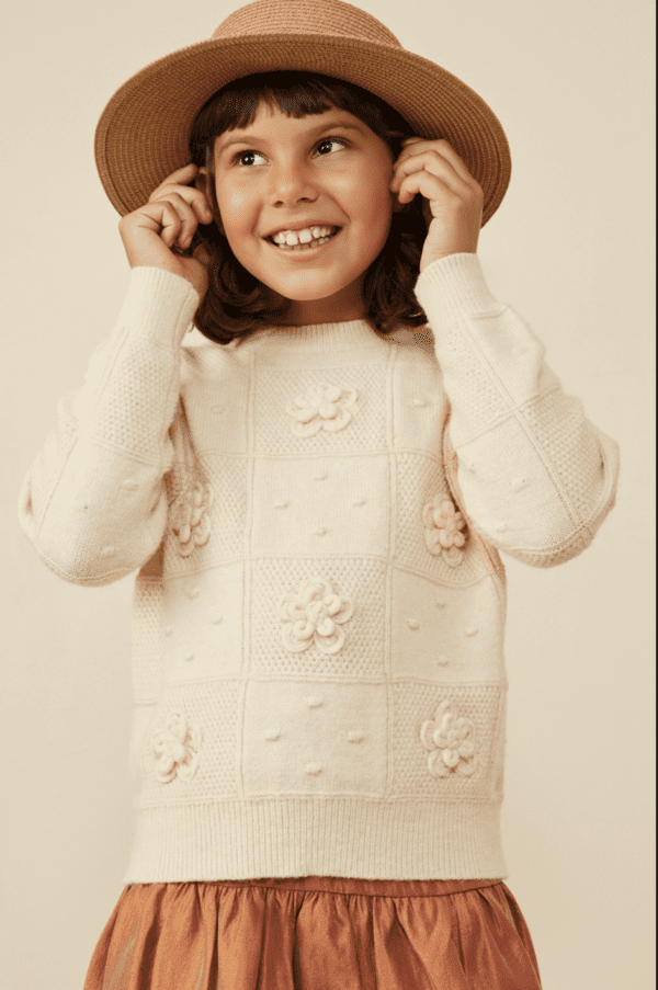 Hand Knit Floral Patch Sweater