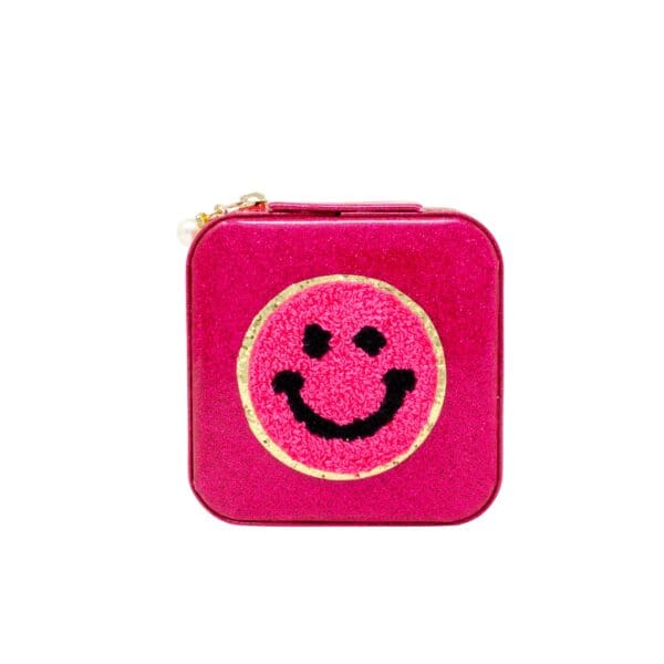 Happy Face Sparkle Jewelry Box: Hot Pink