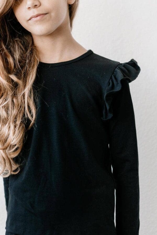 Mila & Rose Black L/S Ruffle Tee: 4T